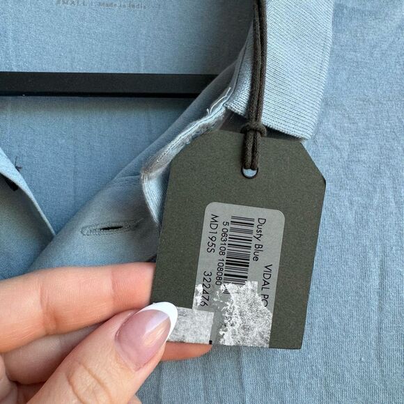 NWT All Saints Allsaints Ramskull Vidal Short Sleeve Polo Shirt Blue Size Small - Picture 3 of 8